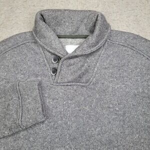 Tommy Bahama Sweater Mens Small Cowl Neck Dark Gray Two Button Crosshatch Preppy